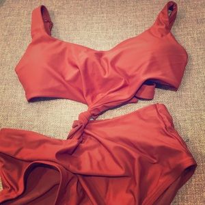 Aerie rust cutout one piece swimsuit